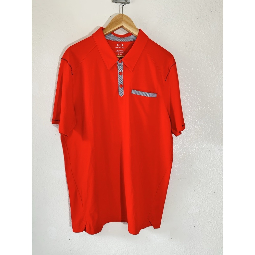 Oakley Shirt Mens Extra Large Orange Polo Golf Tailored Fit Short Sleeve